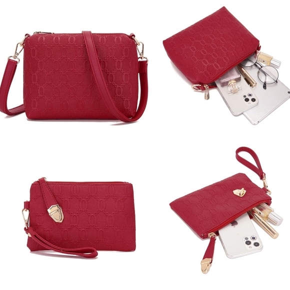 4-Piece Red Embossed Handbag Set — Chic & Versatile - Picture 16 of 16